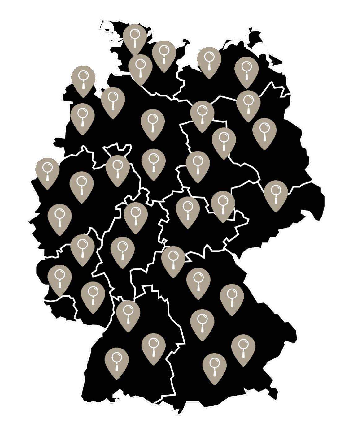 Deutschlandkarte: geprüfte Gutachter und Sanierungsunternehmen in ganz Deutschland